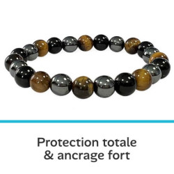 "Triple Protection" - Hématite - Œil de tigre - Obsidienne